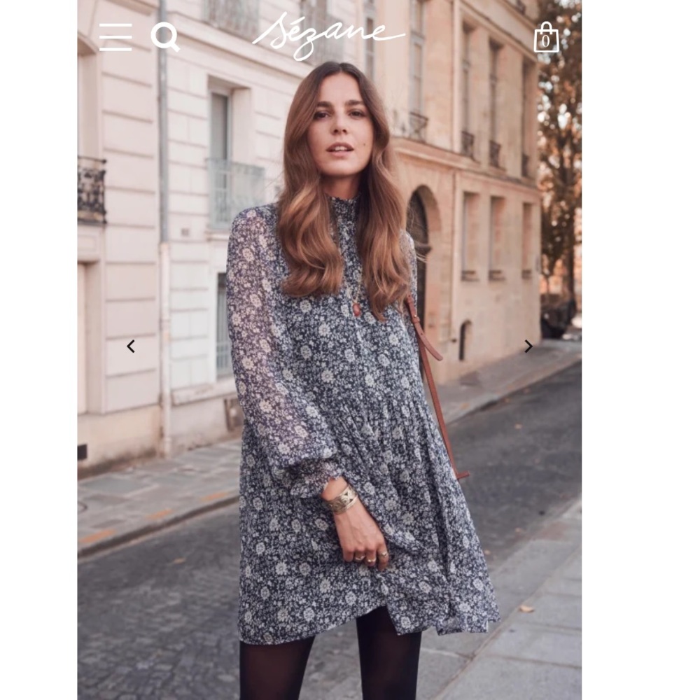 Sezane olivia dress in floral navy printed size 36
